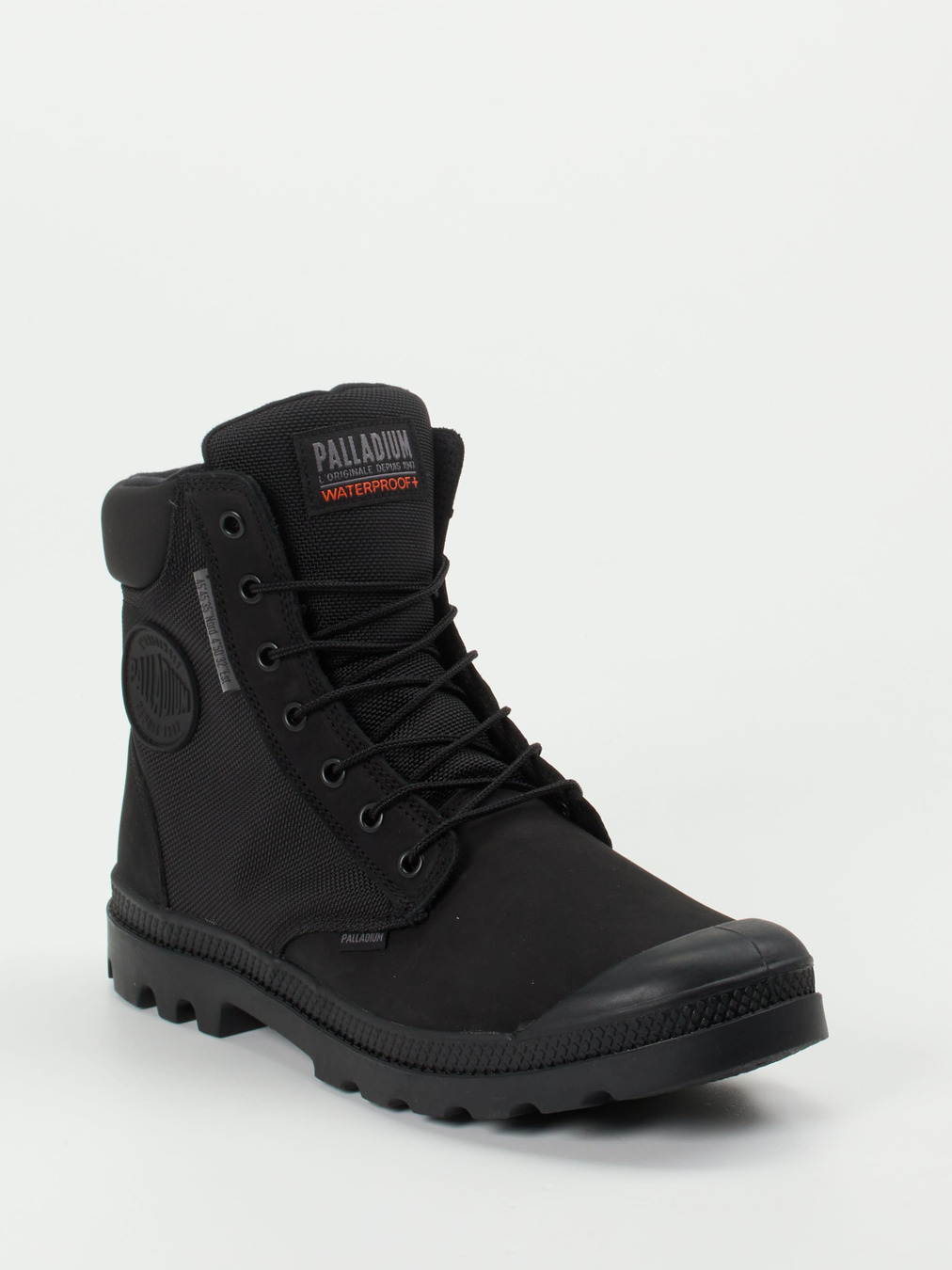 Palladium – Schnürboots aus Nubukleder schwarz