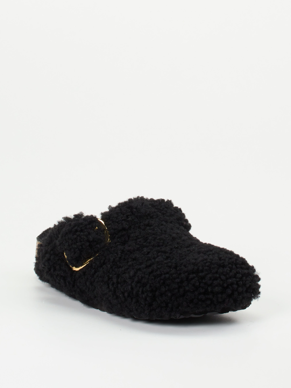Birkenstock – Clogs aus Lammleder in Schwarz
