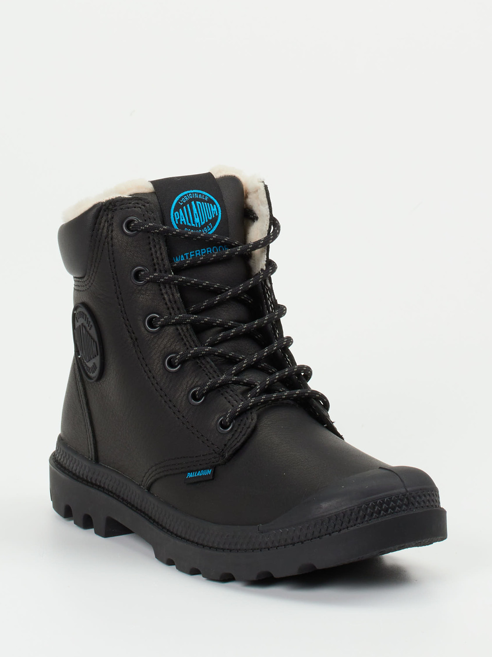Palladium – Schnürboots aus Fettleder Schwarz