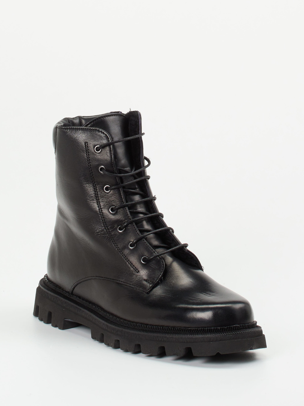 Pas de Rouge – Schnürboots aus Lammleder Schwarz