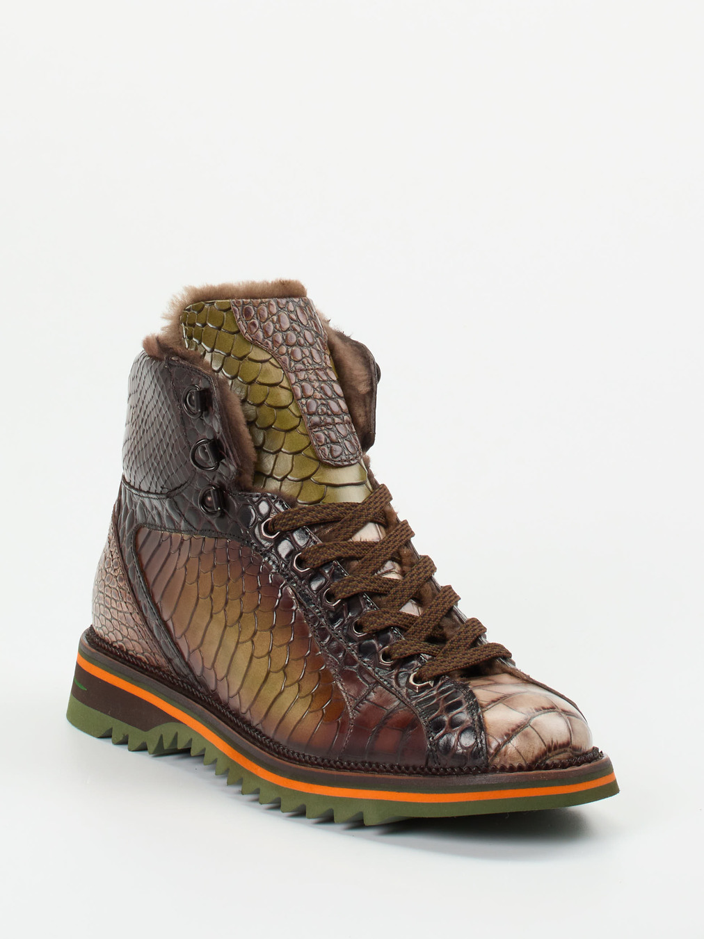 Konstantin Starke – Schnürboots aus geprägtem Leder braun