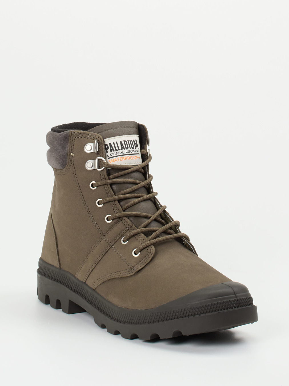 Palladium – Schnürboots aus Nubukleder olivbraun