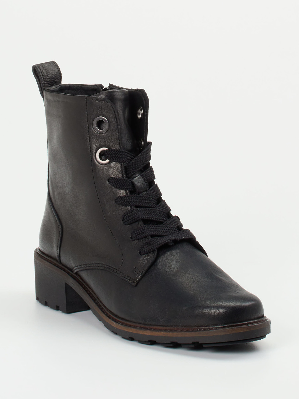 Solidus – Schnürboots aus Stretchleder in Schwarz