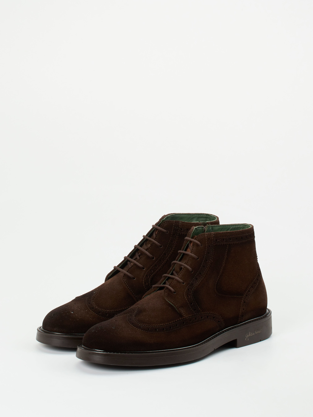 Galizio Torresi – Brogue-Boots aus Veloursleder Braun