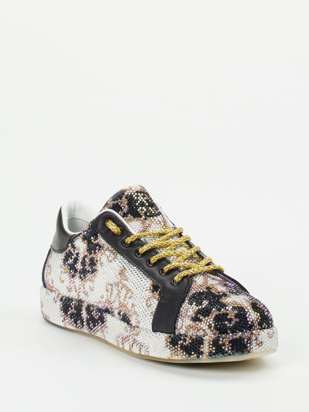 Rise – Sneaker aus Metallicleder mit Strassbesatz