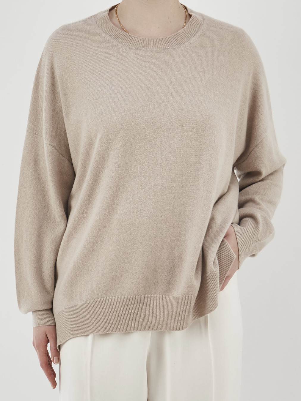 HURRAY – Pullover aus Feinstrick in Beigegrau