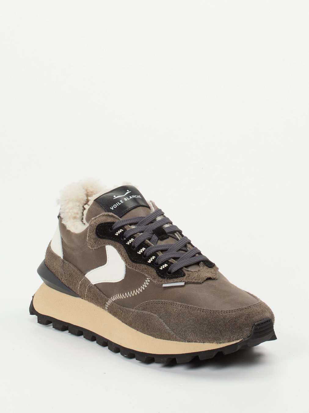 Voile Blanche – Sneaker aus Veloursleder taupefarben