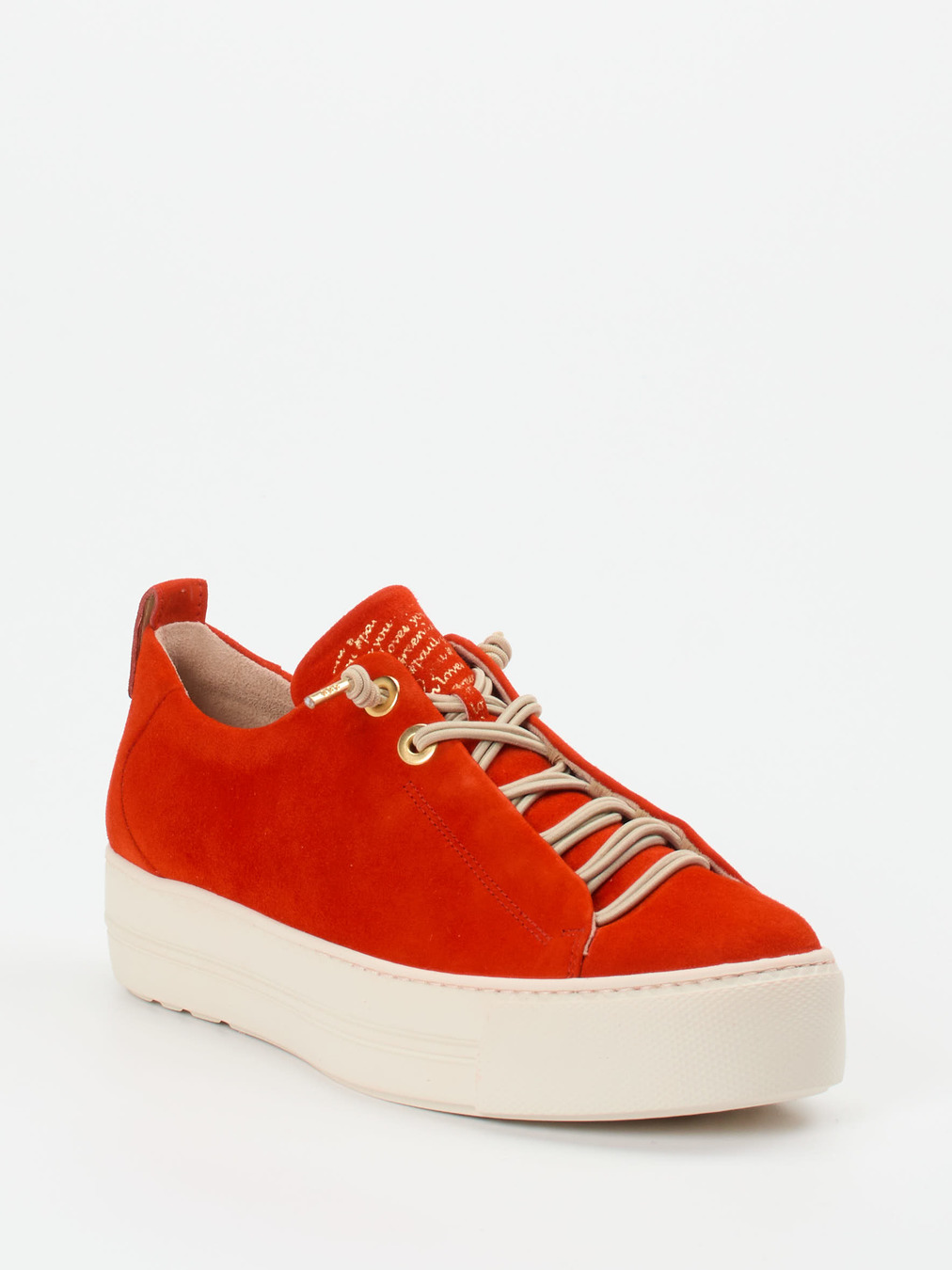 Paul Green – Plateau-Sneaker aus Veloursleder orange