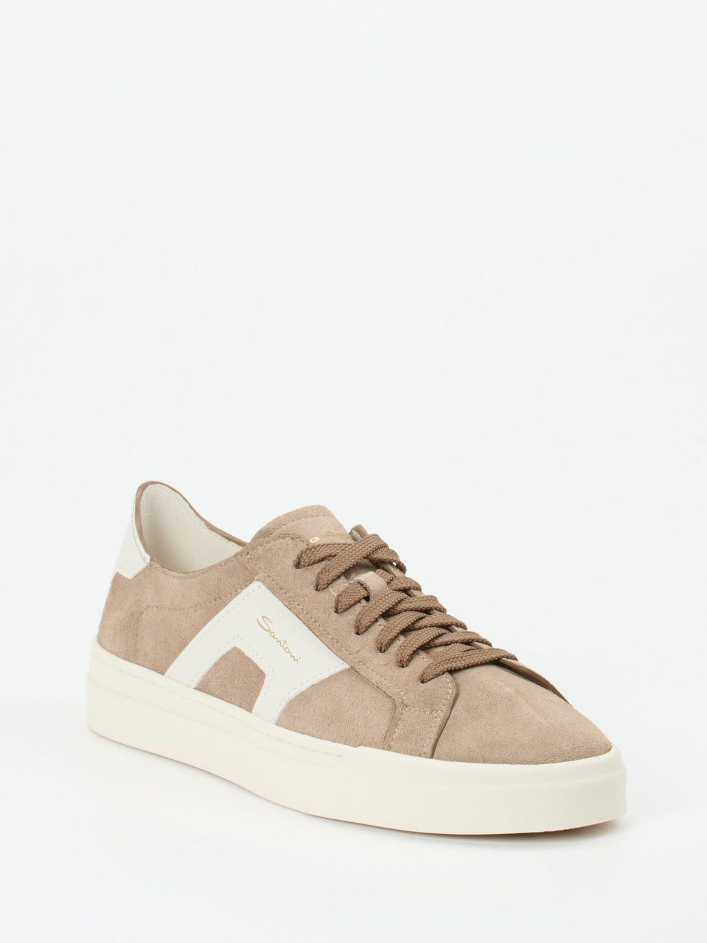 Santoni – Sneaker aus Veloursleder in Sandbeige