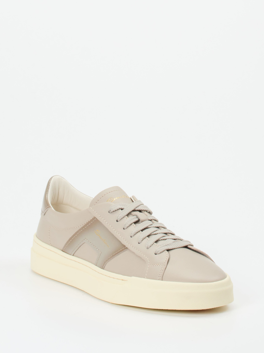 Santoni – Sneaker aus Kalbleder in Steingrau