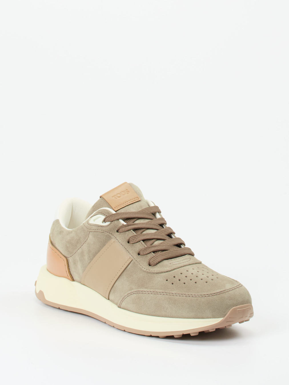 Tod's – Sneaker aus Veloursleder in Beigegrau