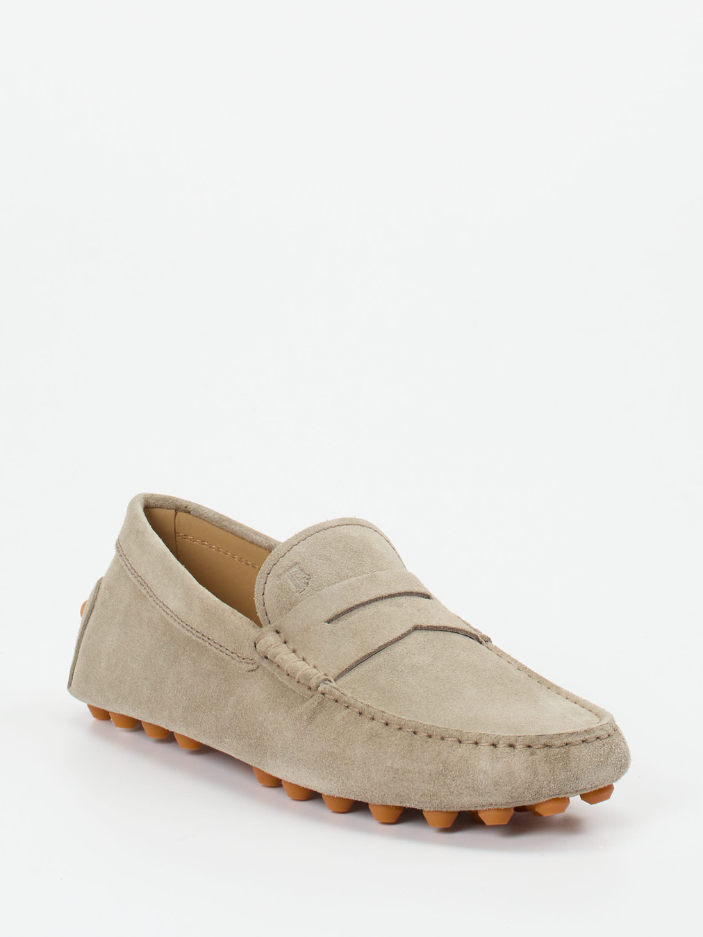 Tod's – Mokassin aus Veloursleder in Beigegrau