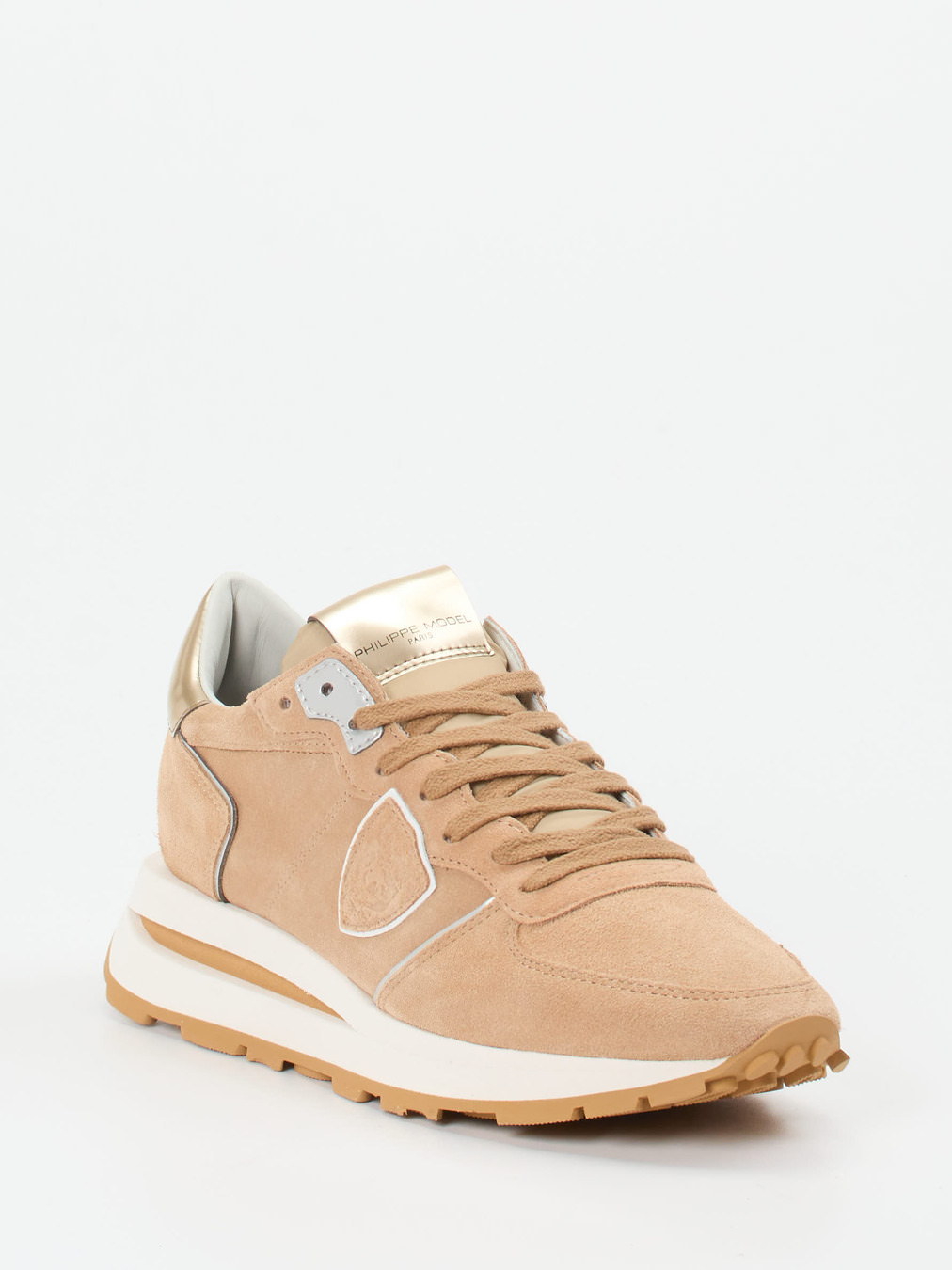 Philippe Model – Sneaker aus Veloursleder Sandbeige