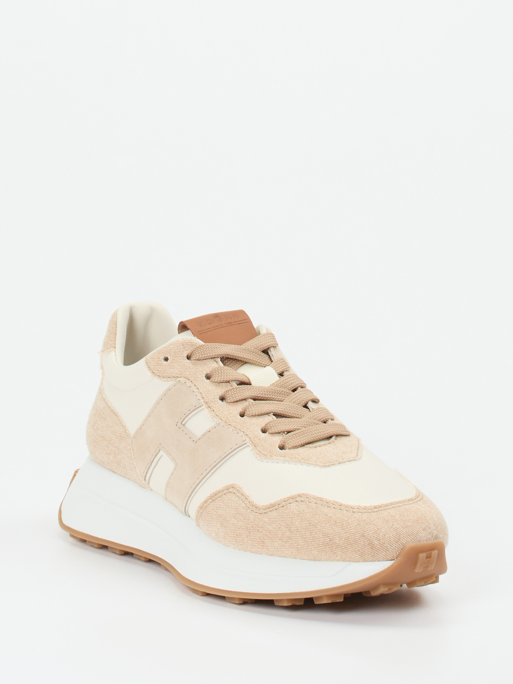 Hogan – Sneaker aus Lammleder und Canvas beige