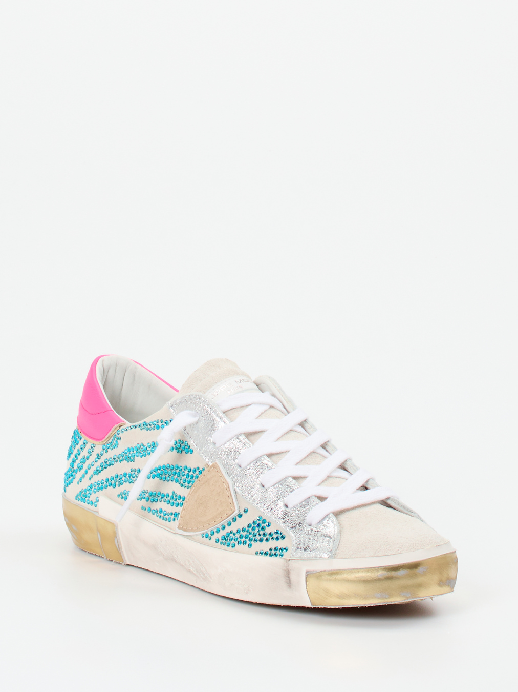 Philippe Model – Sneaker aus Veloursleder mit Strass