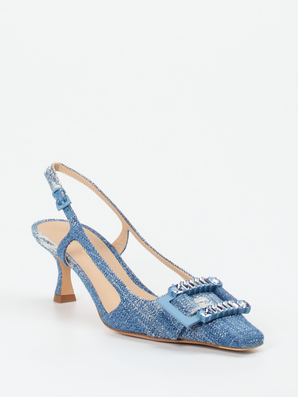 Konstantin Starke – Slingback-Pumps aus Textil in Denim-Optik