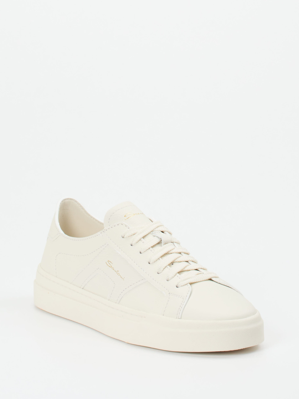 Santoni – Sneaker aus Kalbleder cremeweiß