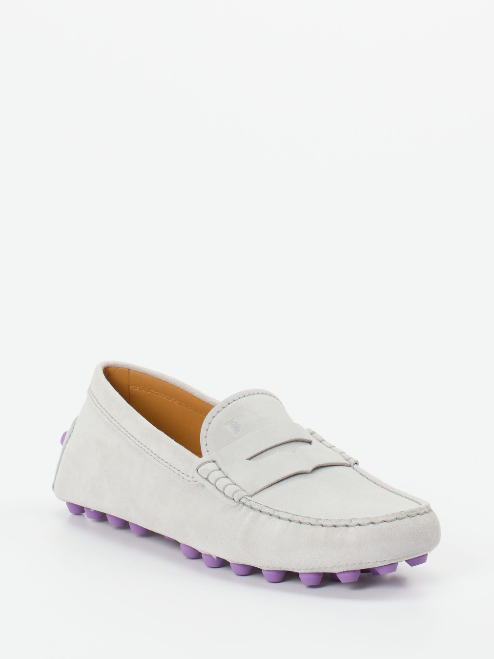 Tod's – Loafer aus Veloursleder in Hellgrau