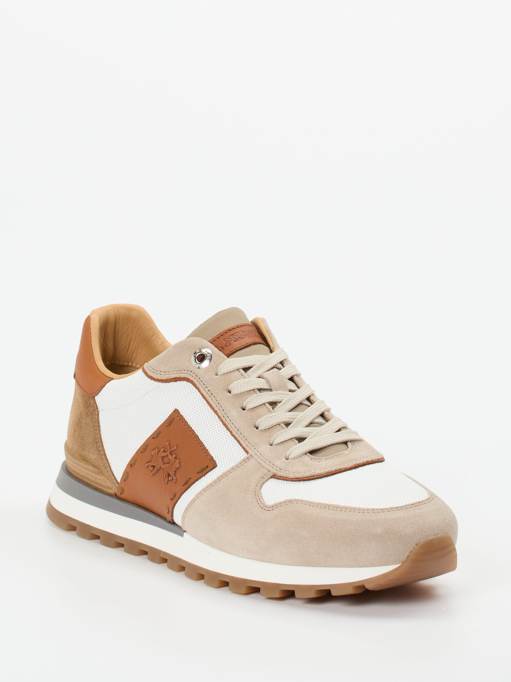 La Martina – Sneaker aus Kalbleder und Veloursleder Beige