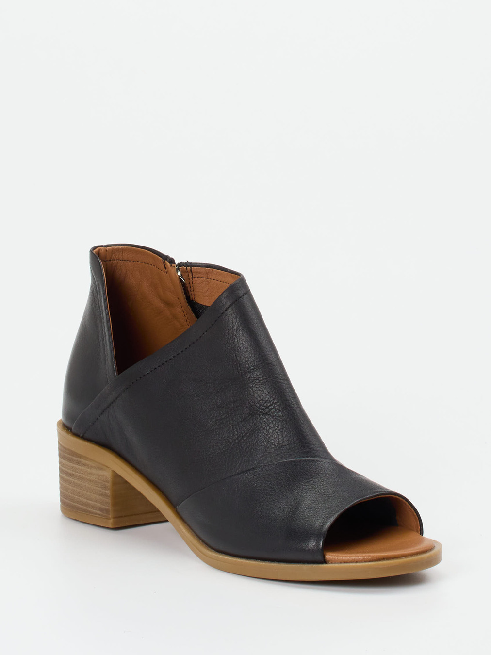 Andrea Conti – Peep-Toe-Stiefelette aus Kalbleder schwarz