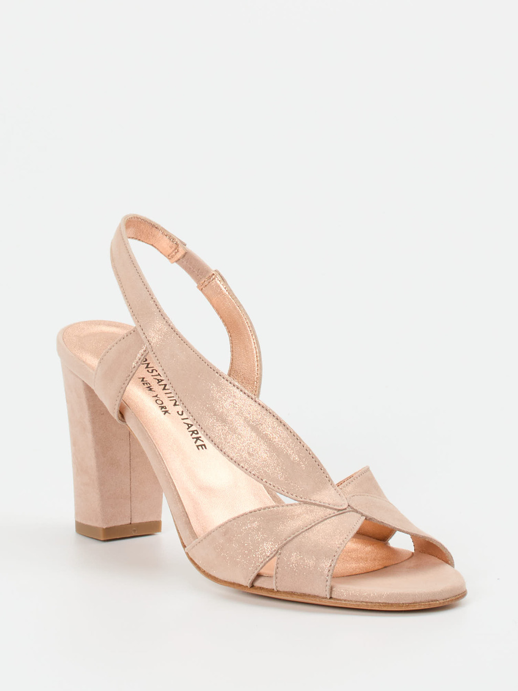 Konstantin Starke – Sandaletten aus Veloursleder Rosébeige