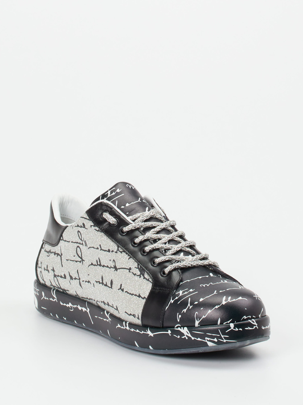 Rise – Sneaker aus Kalbleder mit Glitzerelementen