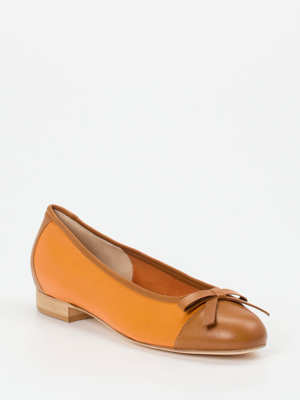 Mannori – Ballerinas aus Lammleder Orange-Cognac