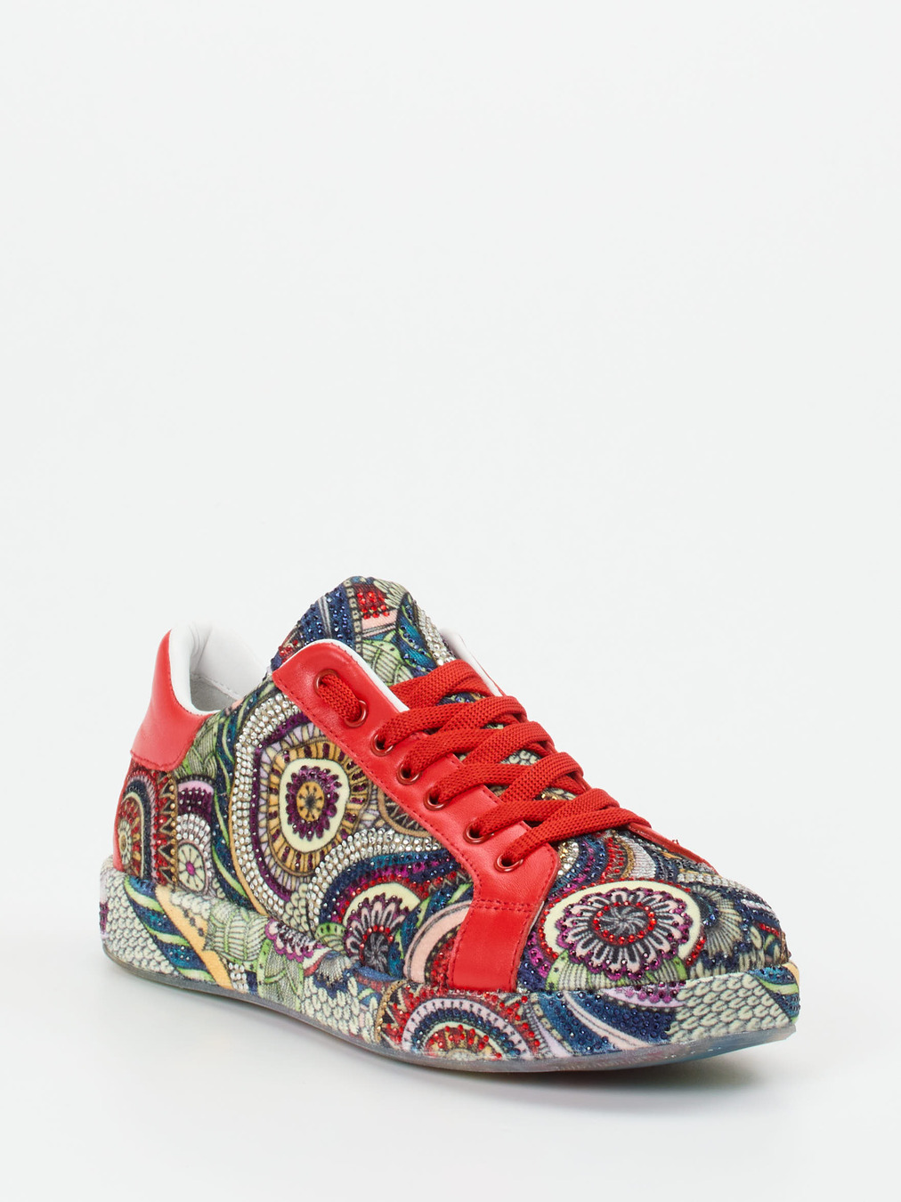 Rise – Low-Top Sneaker aus Textil und Glattleder rot