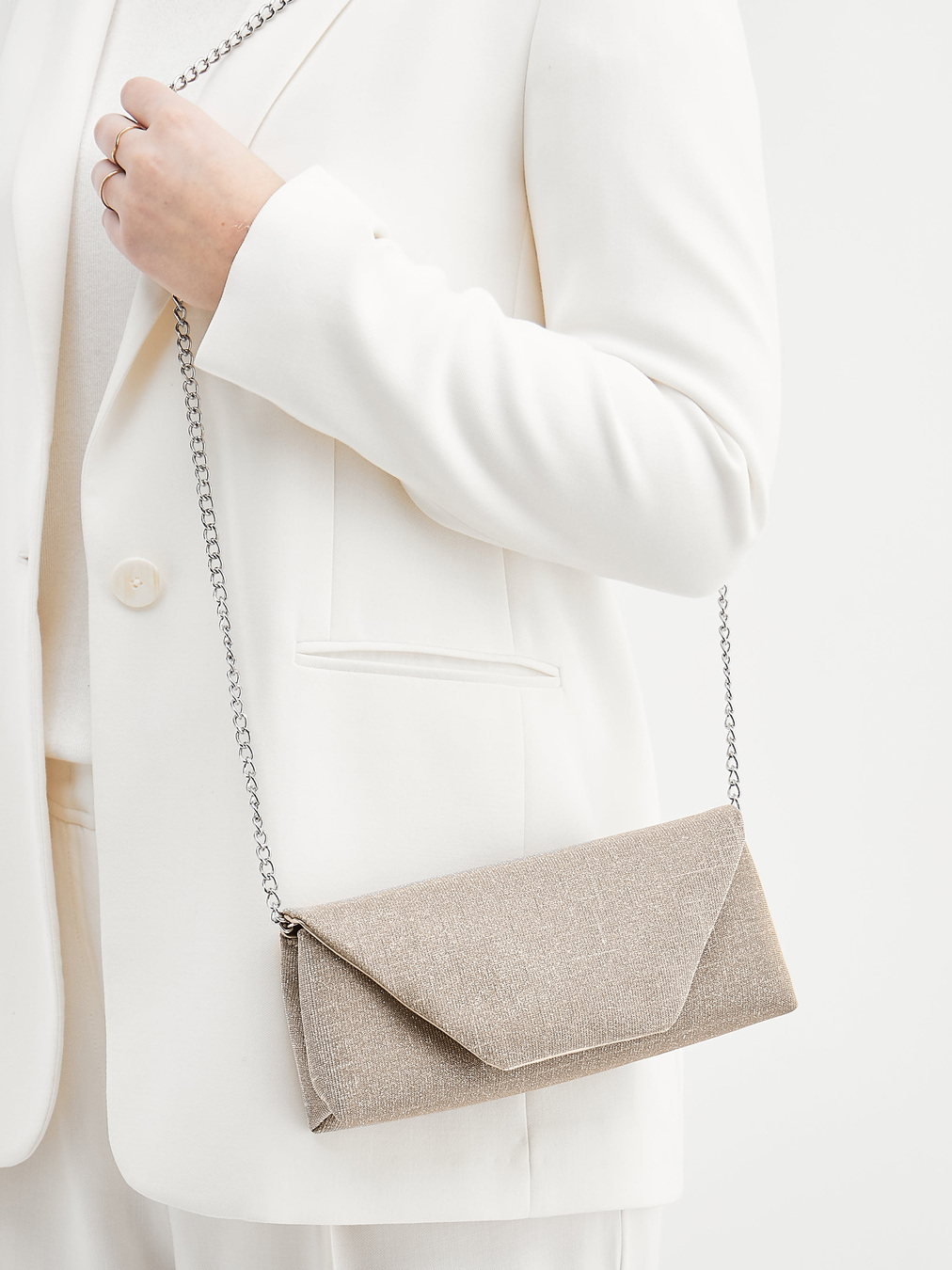 Konstantin Starke – Clutch aus Textil in Champagner