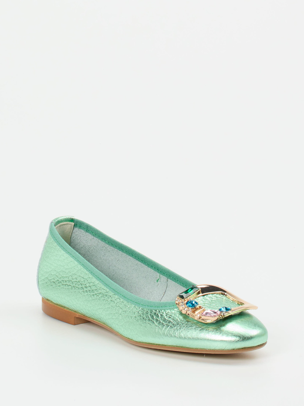 Andrea Puccini – Ballerinas aus Metallicleder mintgrün