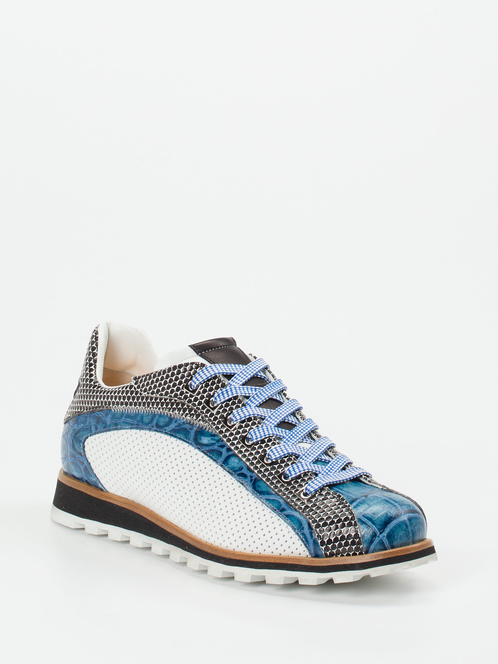 Konstantin Starke – Sneaker aus geprägtem Leder blau