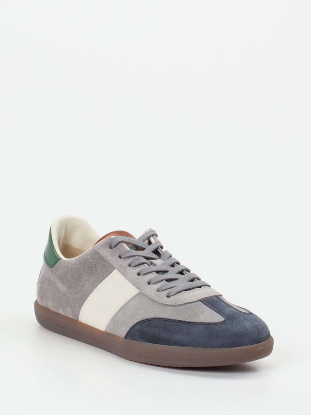 Tod's – Sneaker aus Veloursleder in Hellgrau