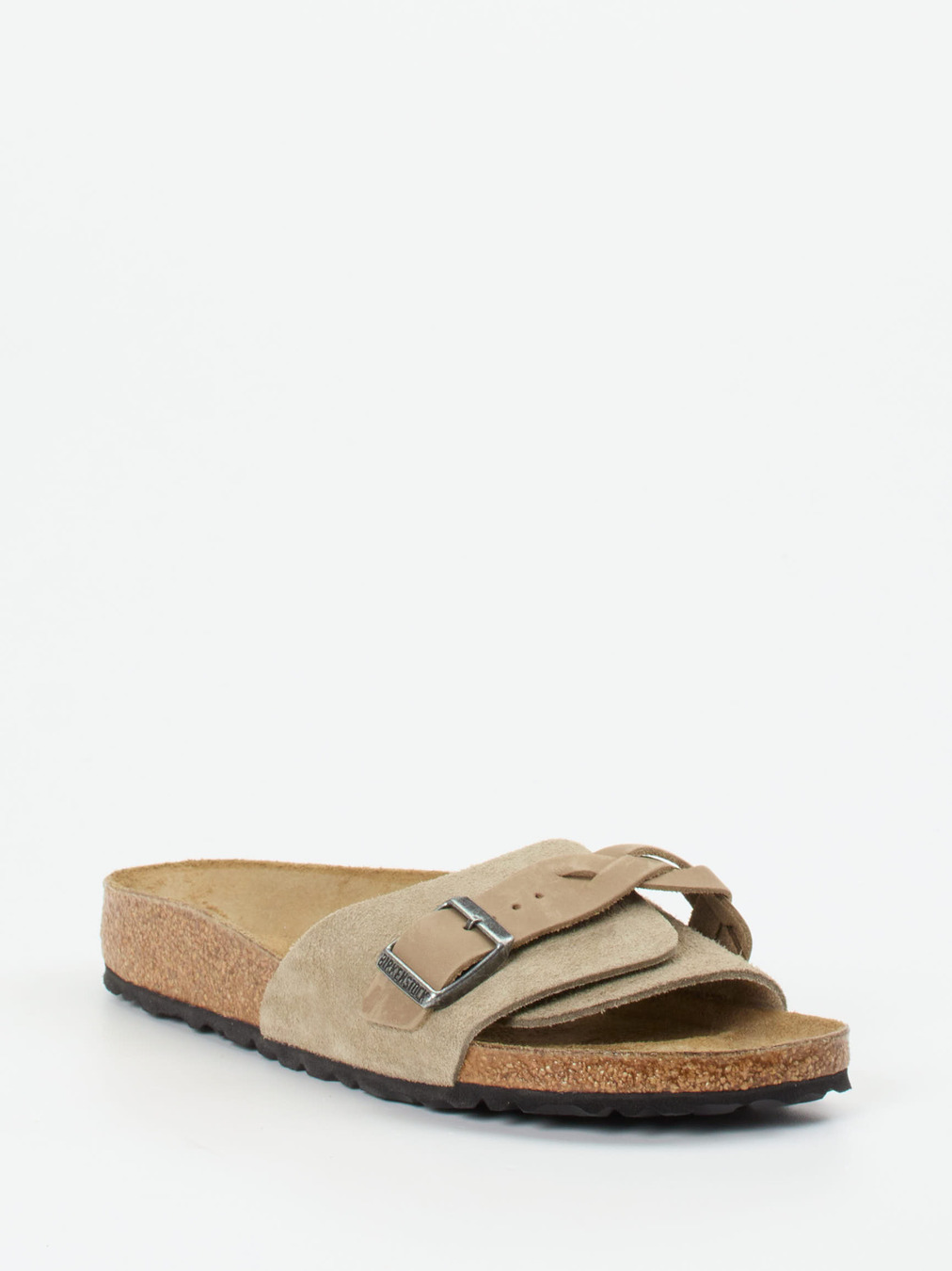 Birkenstock – Pantoletten aus Veloursleder beigebraun