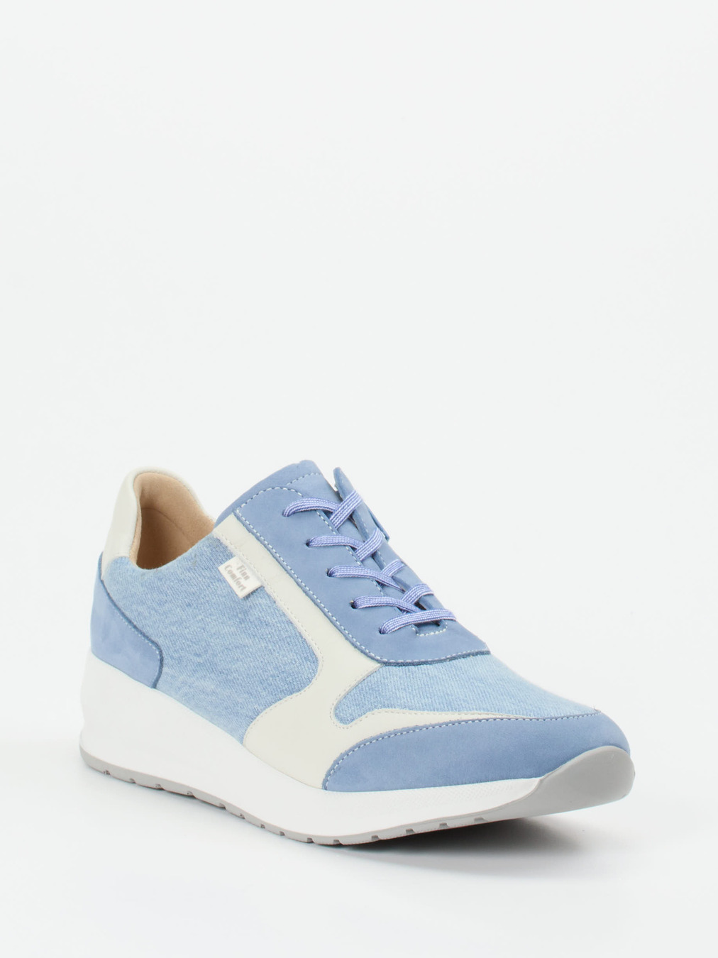 Finn Comfort – Komfort-Sneaker aus Textil und Veloursleder hellblau