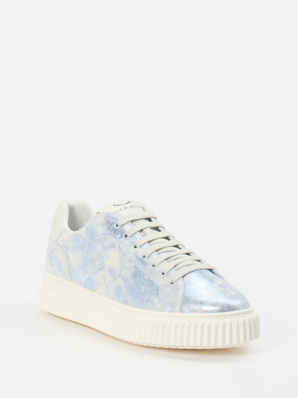 Voile Blanche – Sneaker aus Metallicleder hellblau
