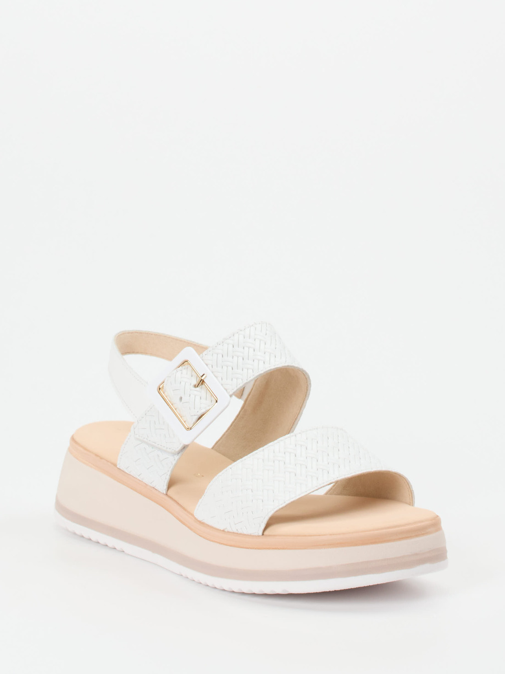 Gabor Comfort – Plateau-Sandale aus Flechtleder Offwhite