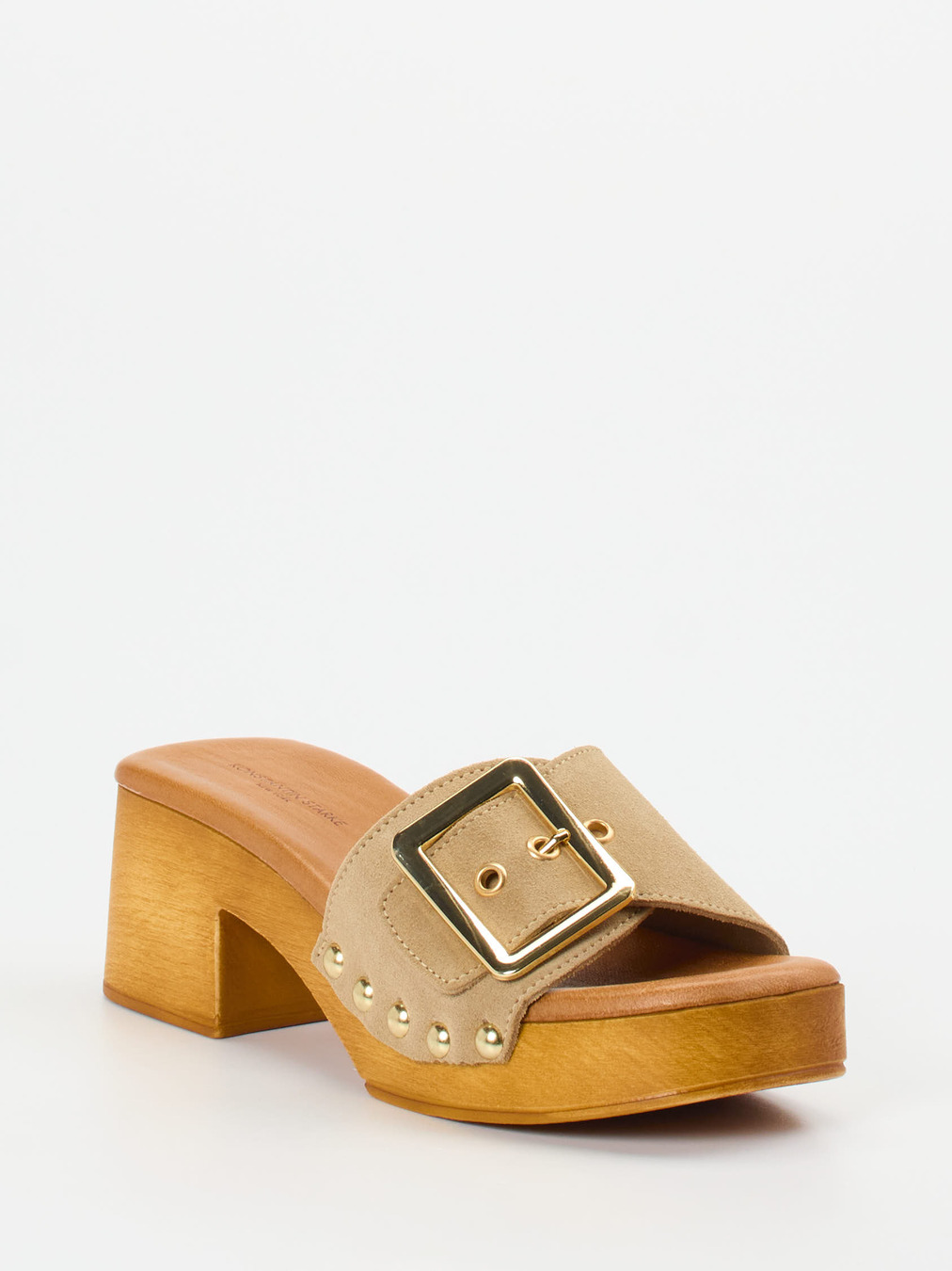 Konstantin Starke – Pantoletten aus Veloursleder beige