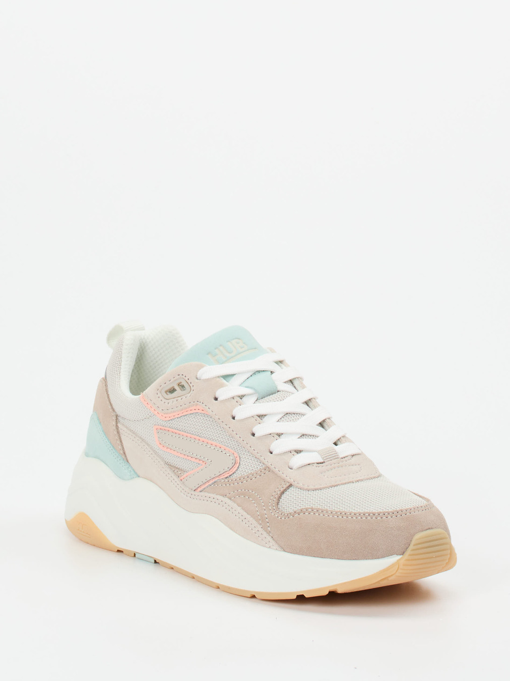 HUB – Sneaker aus Veloursleder und Mesh beige