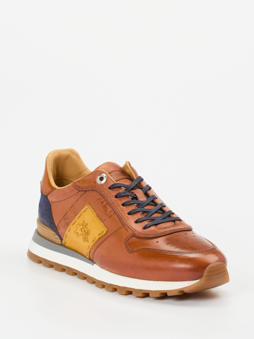 La Martina – Retro-Sneaker aus Kalbleder cognacfarben