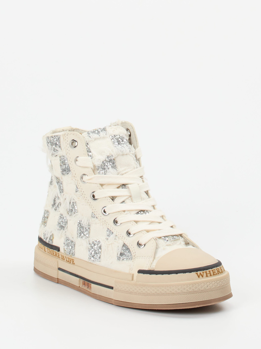 Rebecca White – High-Top-Sneaker aus Textil mit Glitzer