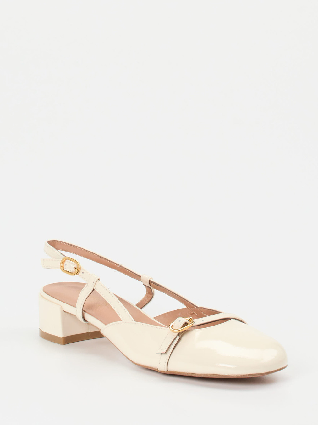 Konstantin Starke – Slingback-Pumps aus Lackleder cremeweiß