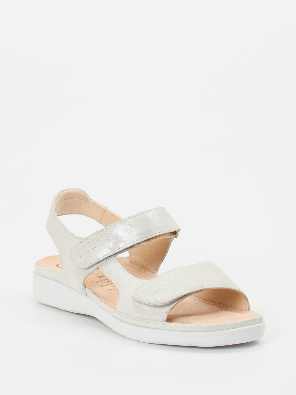 Ganter – Komfortsandale aus Veloursleder Perlmuttweiß