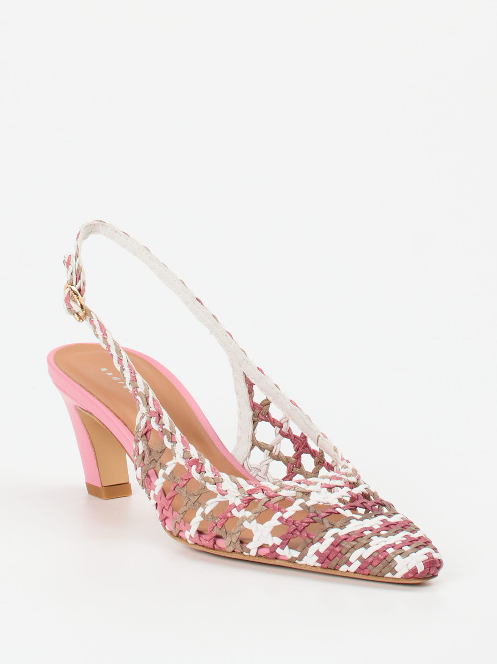 Andrea Puccini – Slingback-Pumps aus Flechtleder rosé