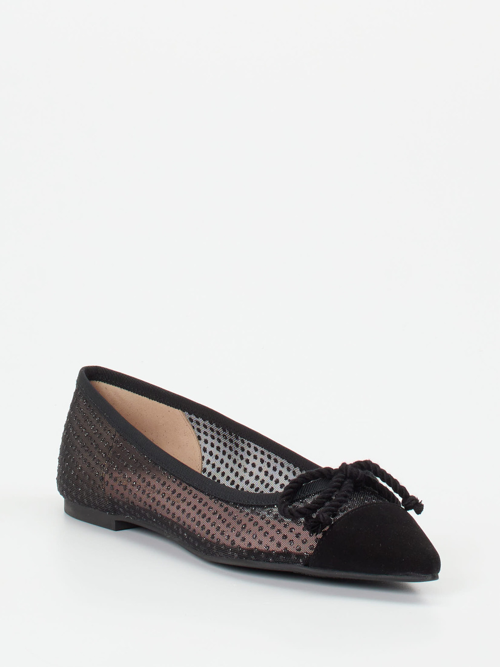 Pretty Ballerinas – Ballerinas aus Velour und Mesh Schwarz