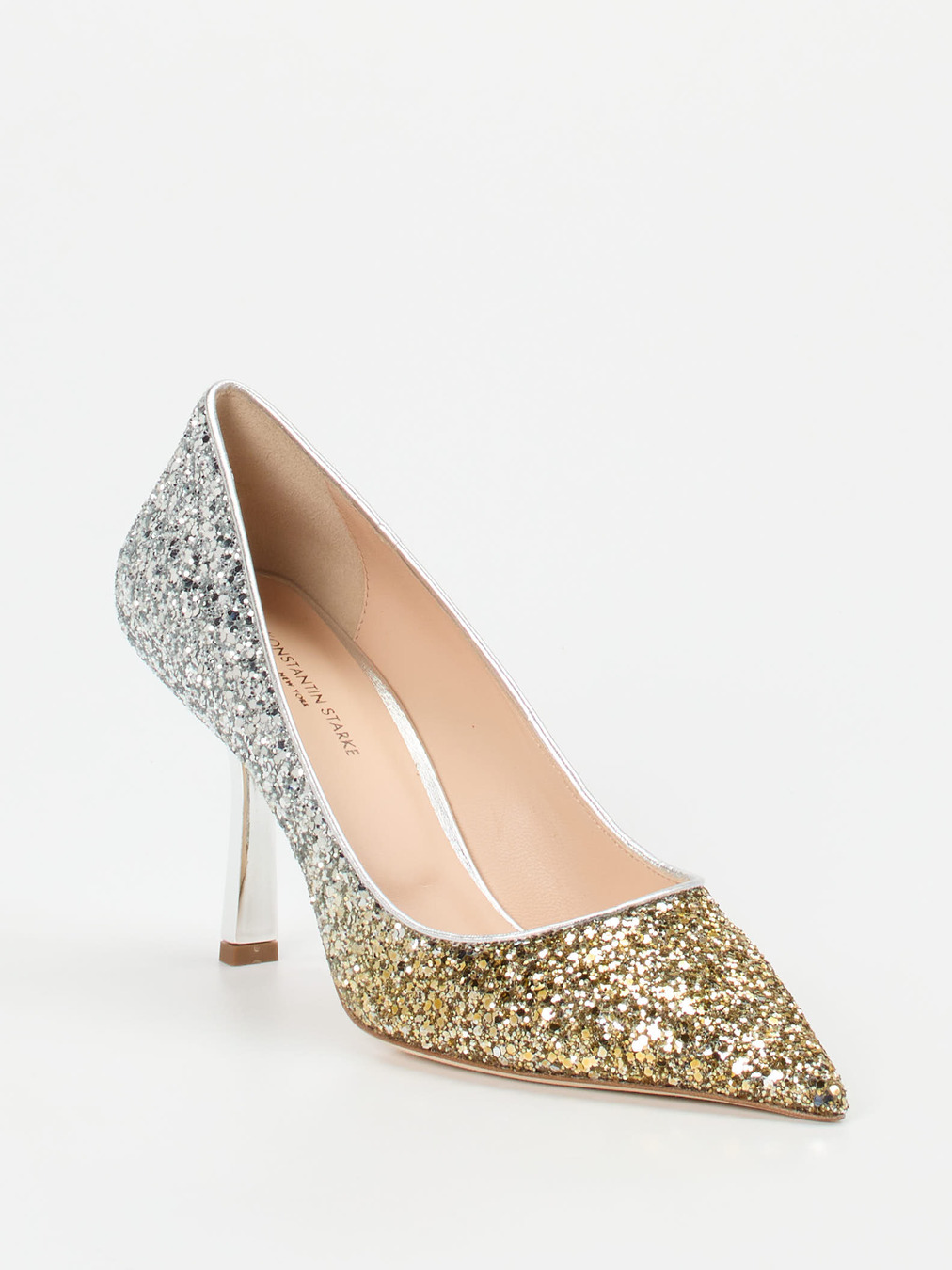 Konstantin Starke – High Heels aus Metallic-Glitzertextil Gold