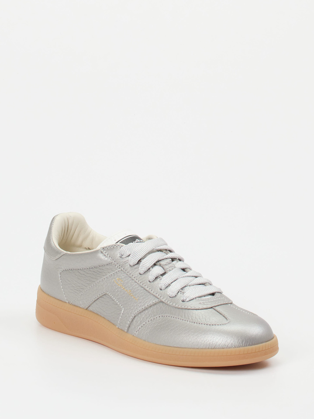 Santoni – Sneaker aus Metallicleder in Silber