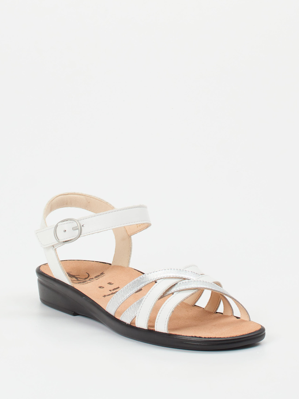 Ganter – Sandalette aus Kalbleder in Weiß Metallic