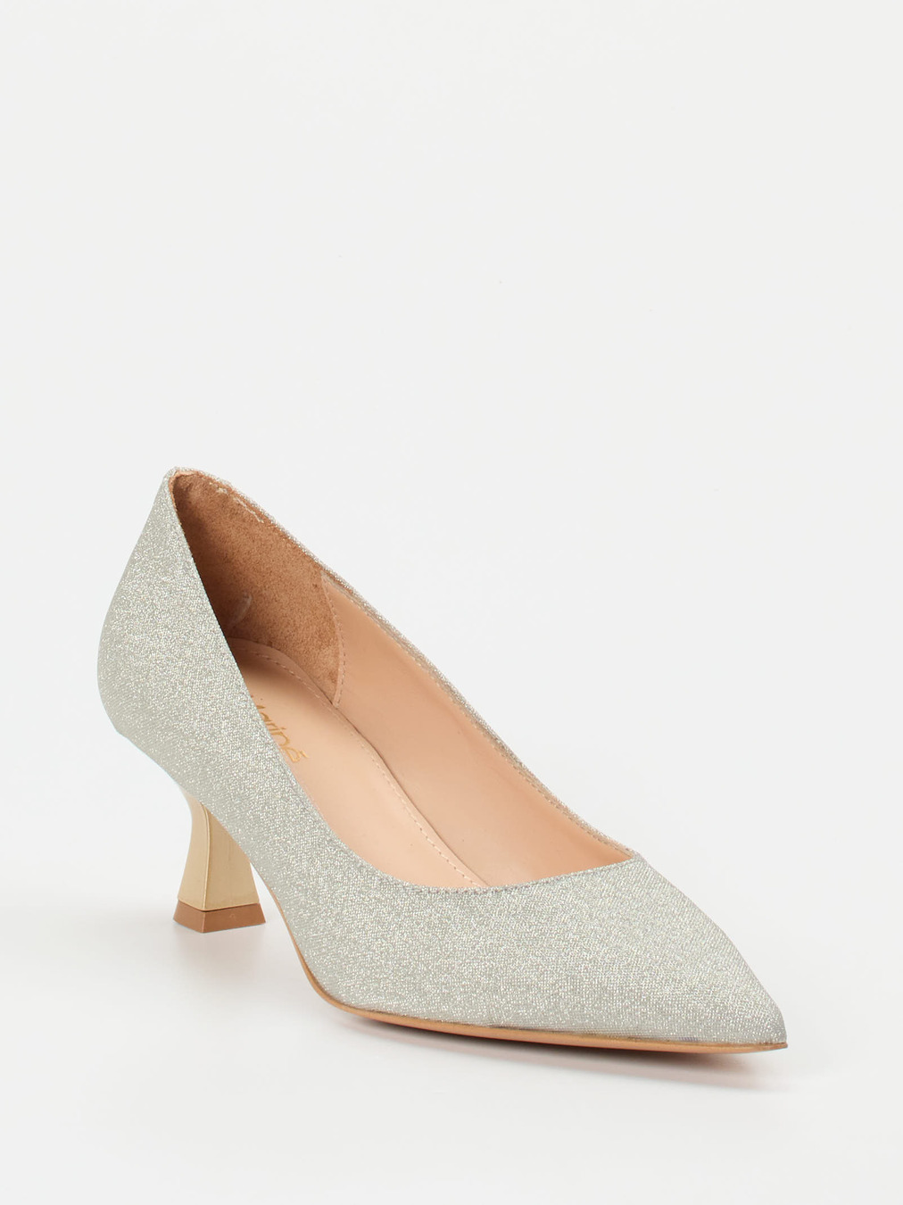 Maripé – Kitten-Heel-Pumps aus Glitzertextil silber