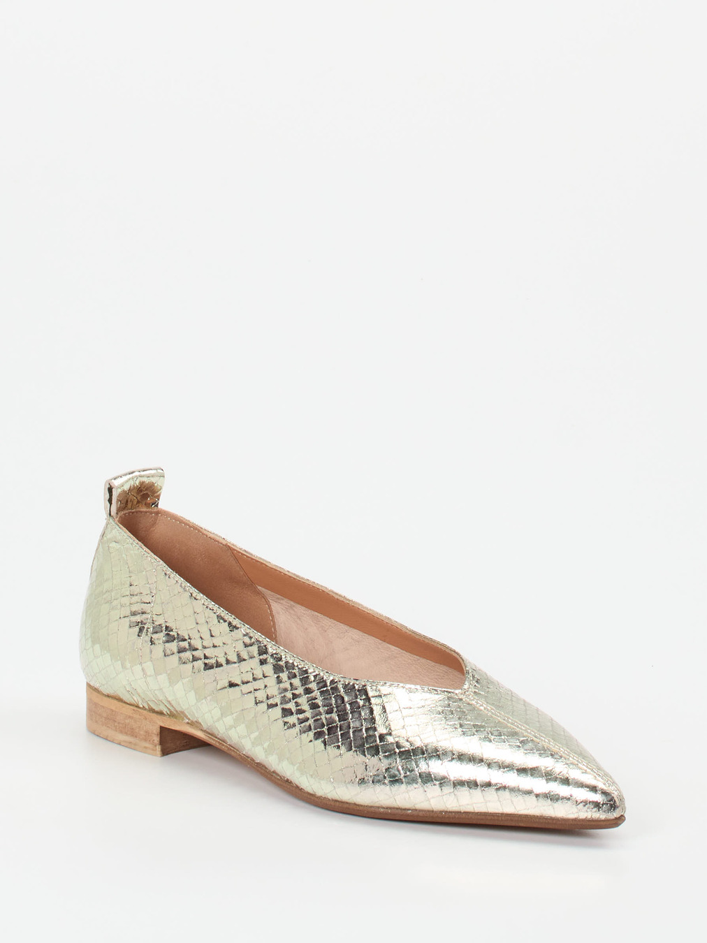 Donna Carolina – Ballerinas aus Metallicleder in Silber