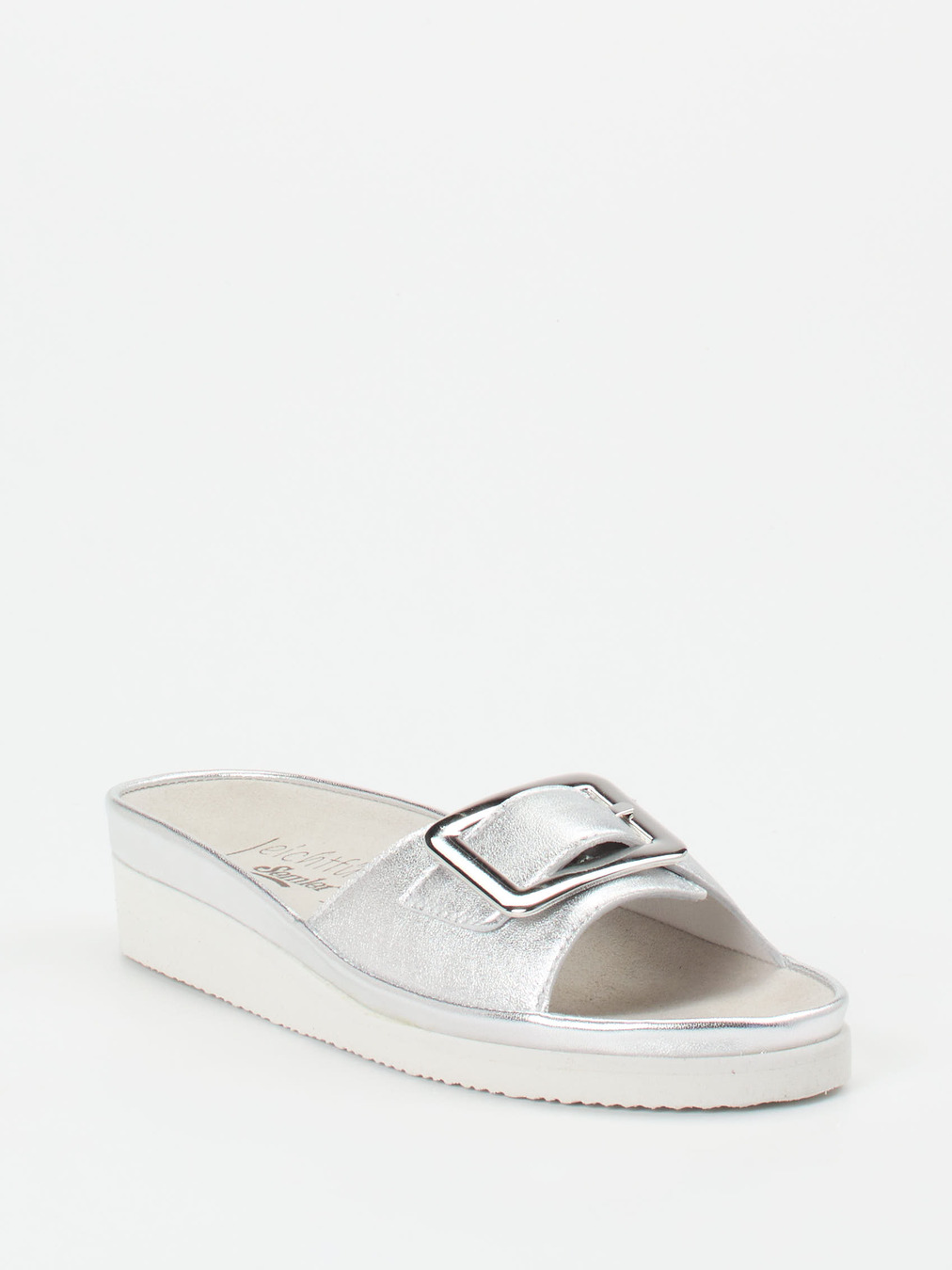 Semler – Pantoletten aus Metallicleder in Silber